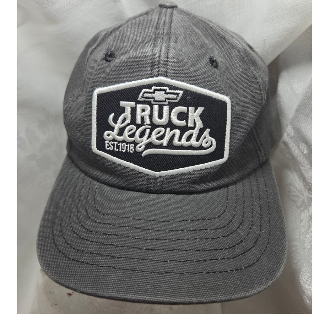 Chevy Truck Legends Baseball Cap Mens Gray Canvas Embroidered Logo "EST 1918"